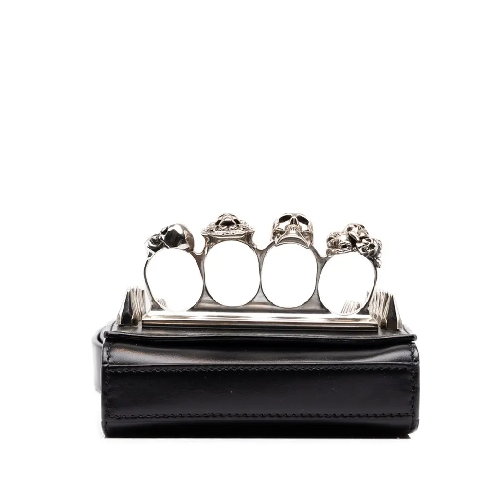 Alexander McQueen Studded Leather Skull Four Ring Crossbody Black Leather Very good - Inside View