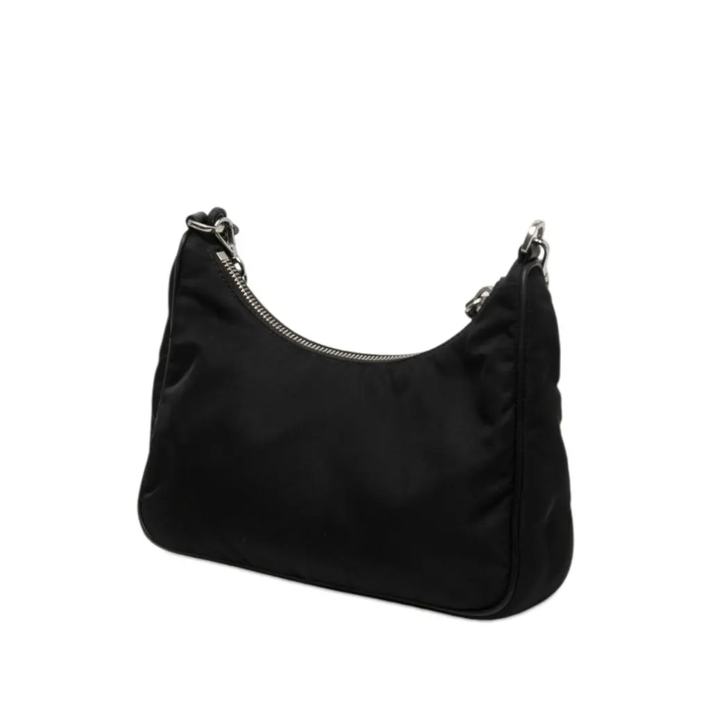 Prada Mini Saffiano Trimmed Tessuto Re Edition 2005 Satchel Black Polyamide Good - Back View