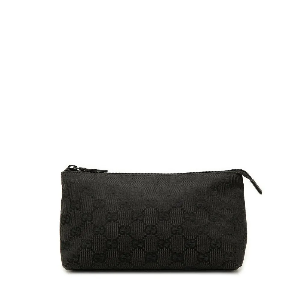 Gucci GG Canvas Cosmetic Pouch Black Canvas Good - Front View