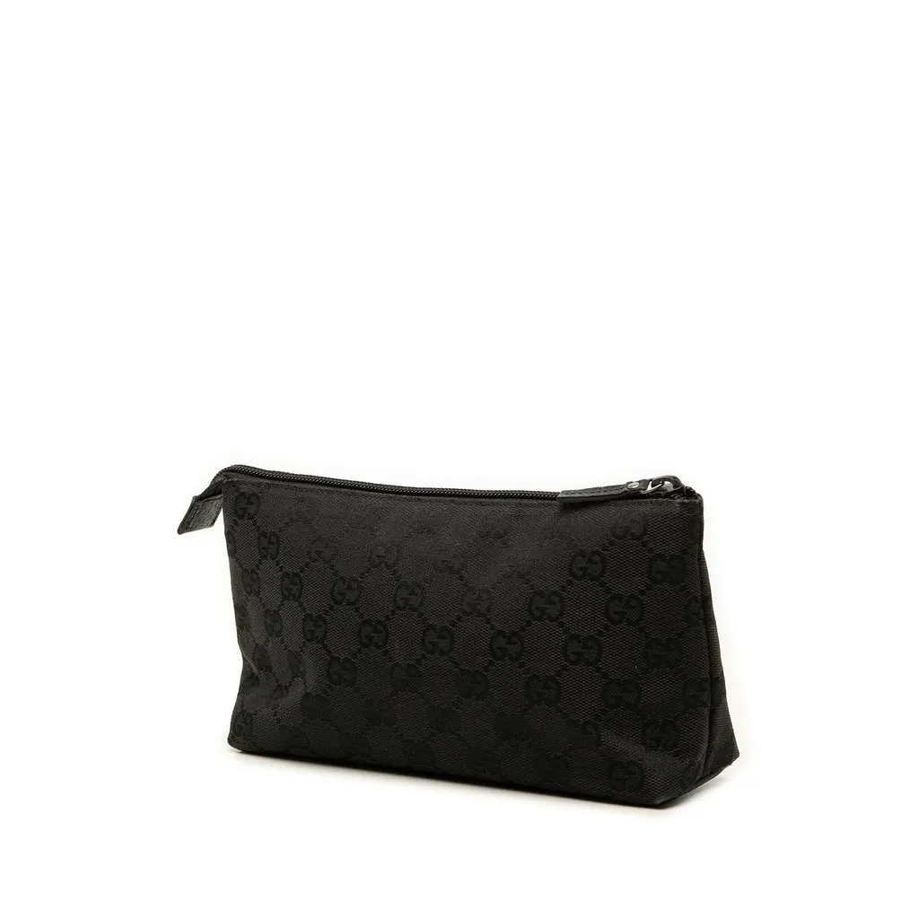 Gucci GG Canvas Cosmetic Pouch Black Canvas Good - Back View