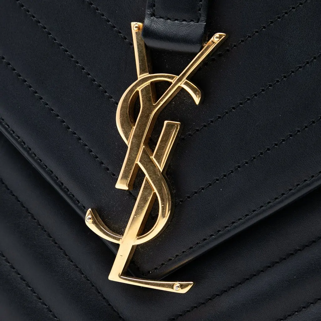 Saint Laurent Chevron Calfskin Classic Monogram Envelope Crossbody Black Leather Very good - Box View