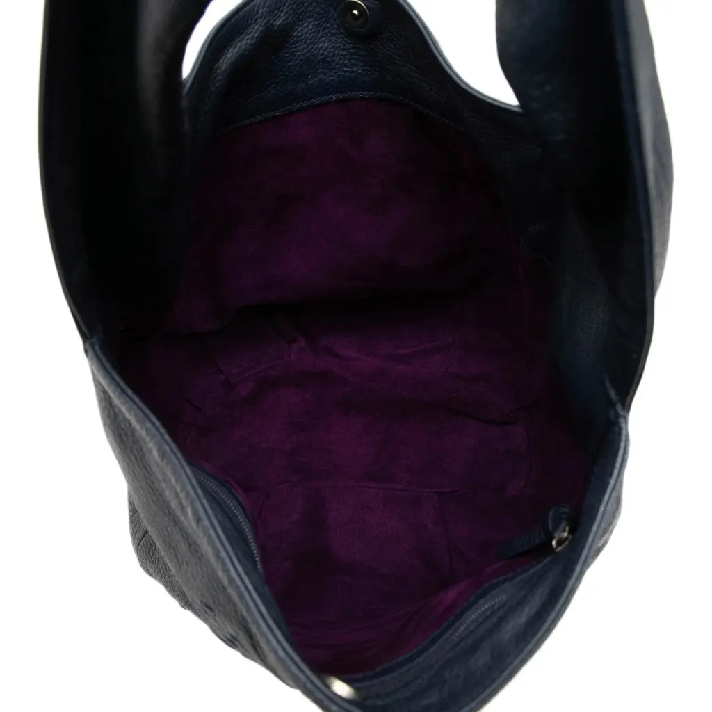 Bottega Veneta Intrecciato Trimmed Cervo Deerskin Hobo Blue Leather Very good - Model View