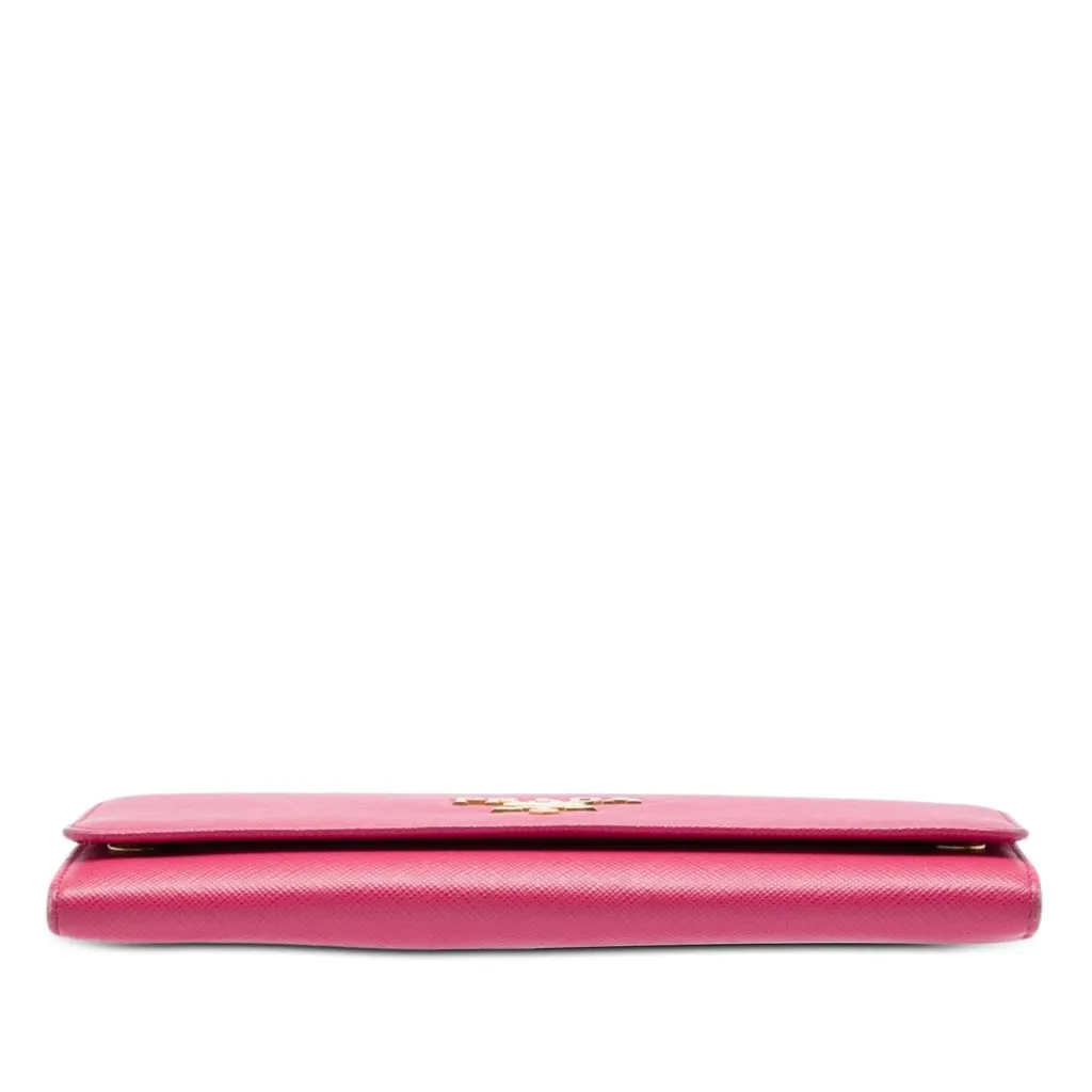 Prada Saffiano Lux Wallet On Chain Pink Leather Good - Inside View