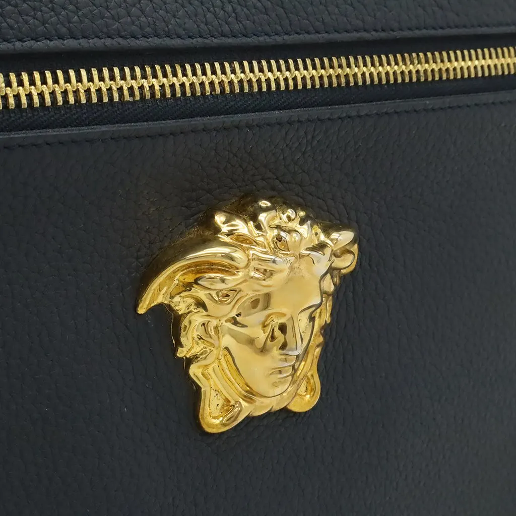 Versace Large La Medusa Palazzo Leather Clutch Black Leather Very good - Model View