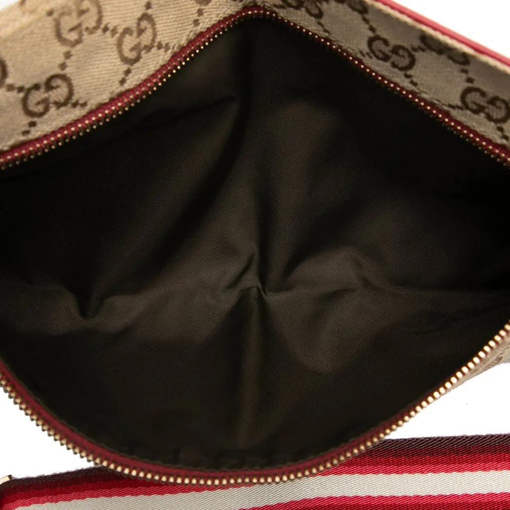 Gucci GG Canvas Web Double Pocket Belt Bag Beige Very good - Model View
