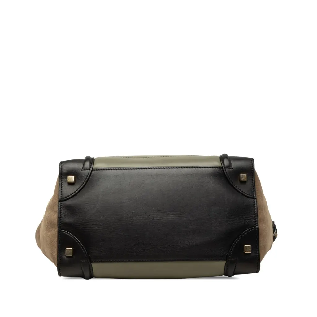 Celine Mini Tricolor Calfskin and Suede Luggage Tote Brown Leather Very good - Inside View