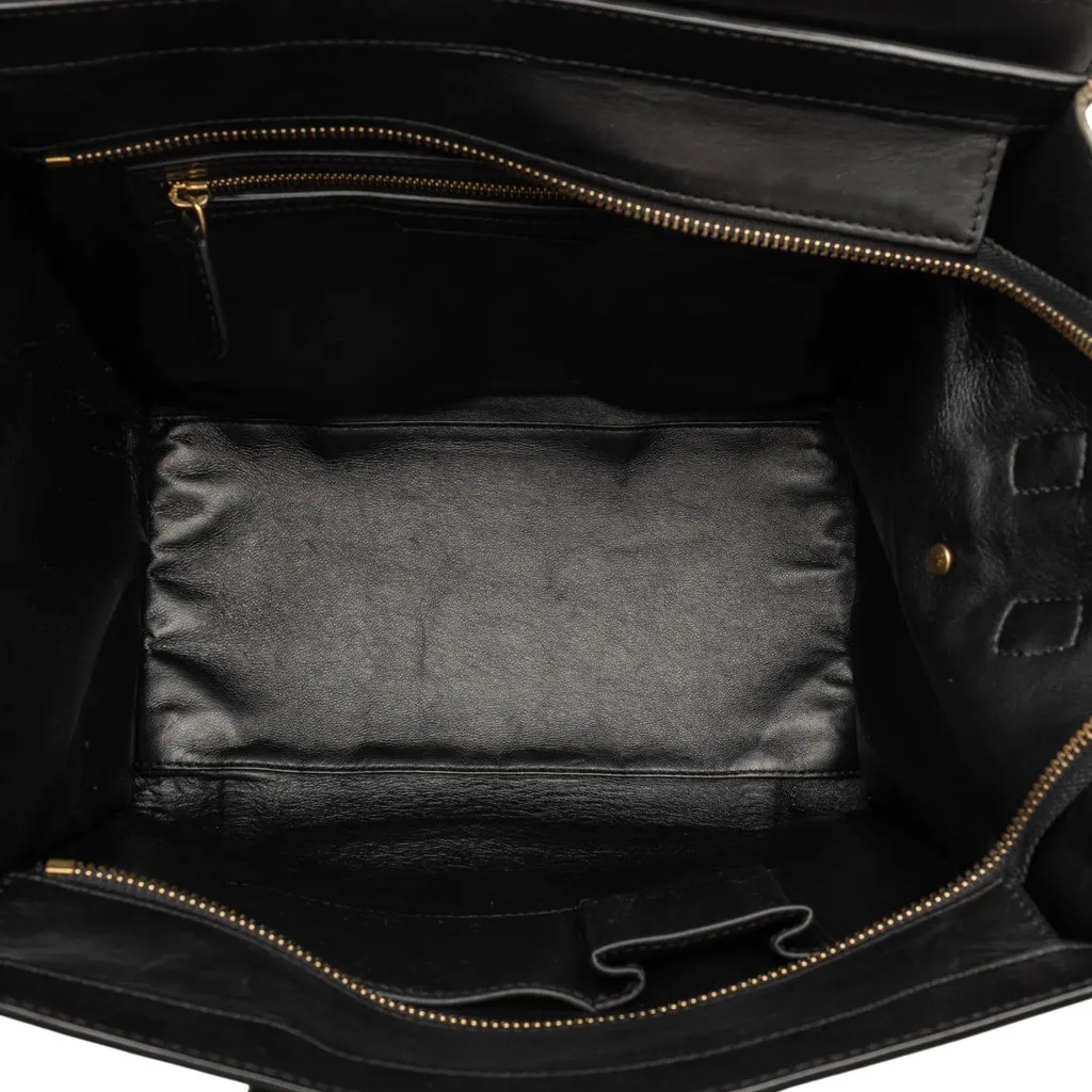 Celine Mini Tricolor Calfskin and Suede Luggage Tote Brown Leather Very good - Model View
