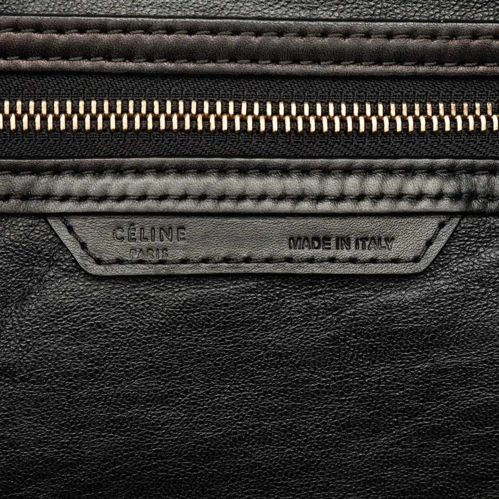 Celine Mini Tricolor Calfskin and Suede Luggage Tote Brown Leather Very good - Box View
