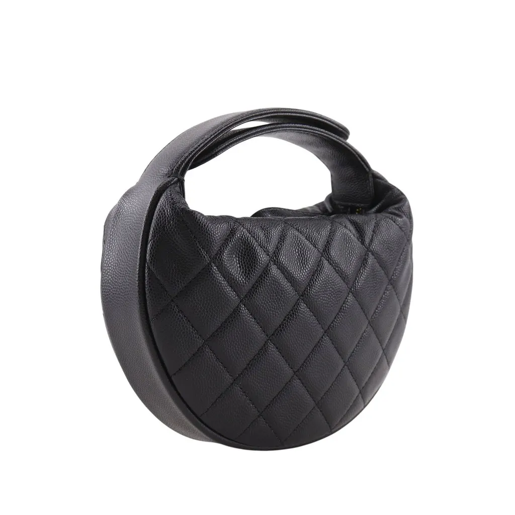 Chanel Mini Quilted Caviar Polly Pocket Hobo Black Leather Very good - Back View
