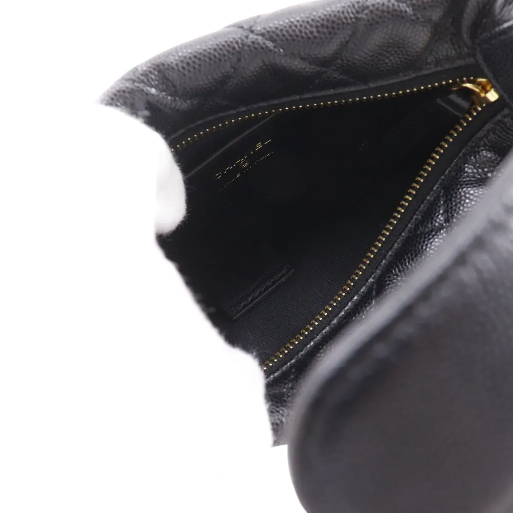 Chanel Mini Quilted Caviar Polly Pocket Hobo Black Leather Very good - Model View