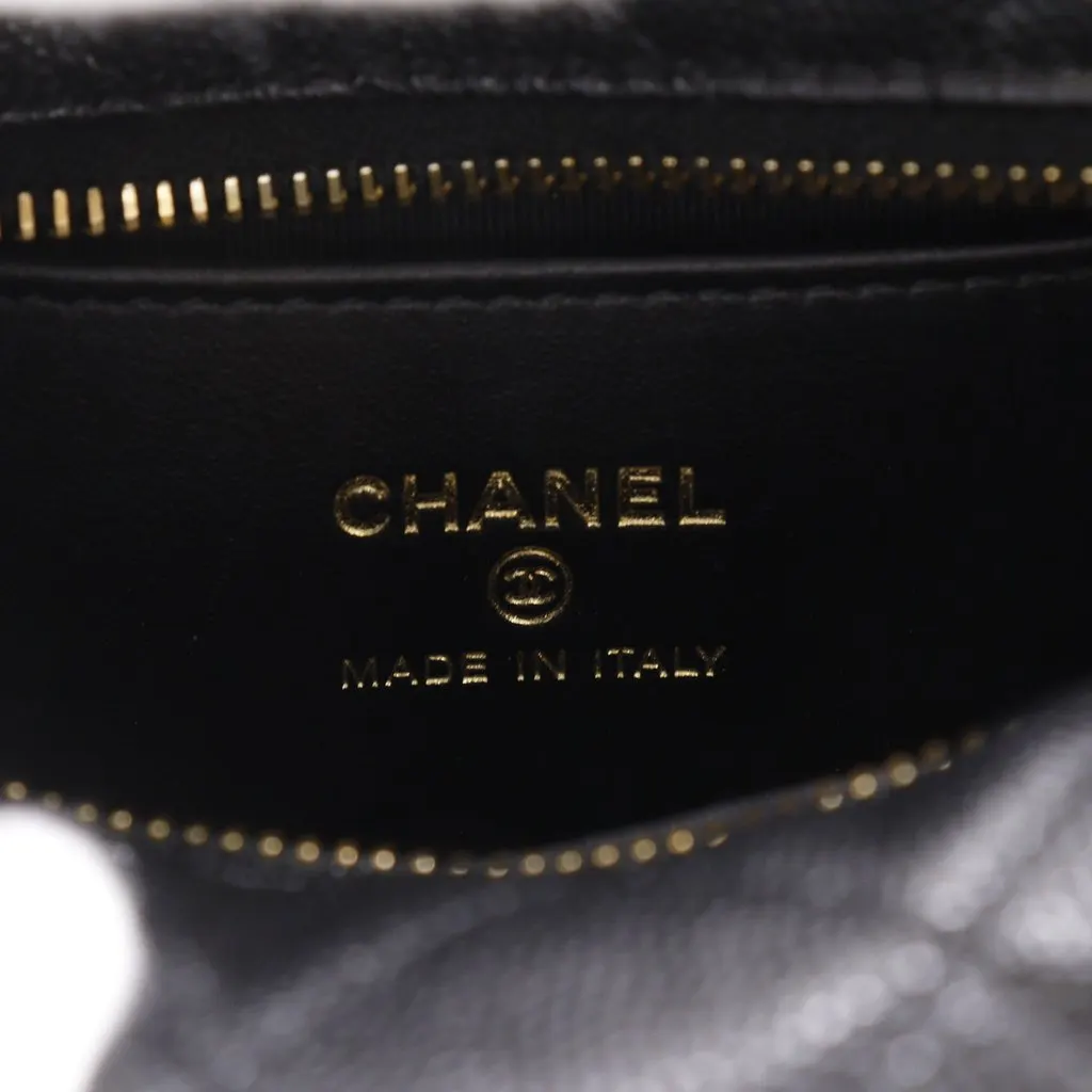 Chanel Mini Quilted Caviar Polly Pocket Hobo Black Leather Very good - Box View