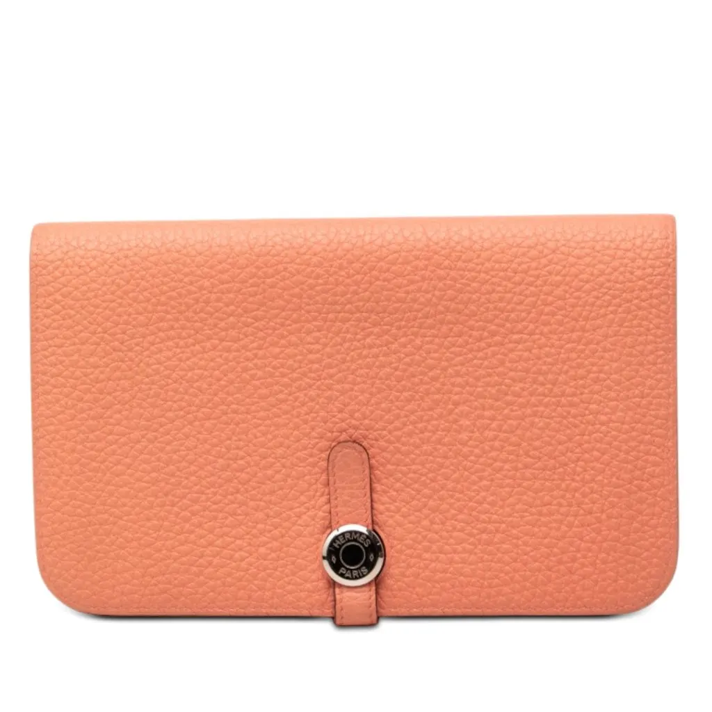 Hermès Togo Dogon Duo Wallet GM Orange Leather Very good - Front View