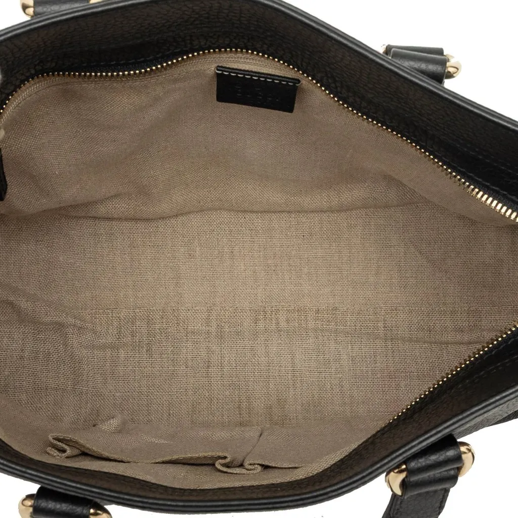 Gucci Calfskin Bamboo Tassel Satchel Black Leather Very good - Model View
