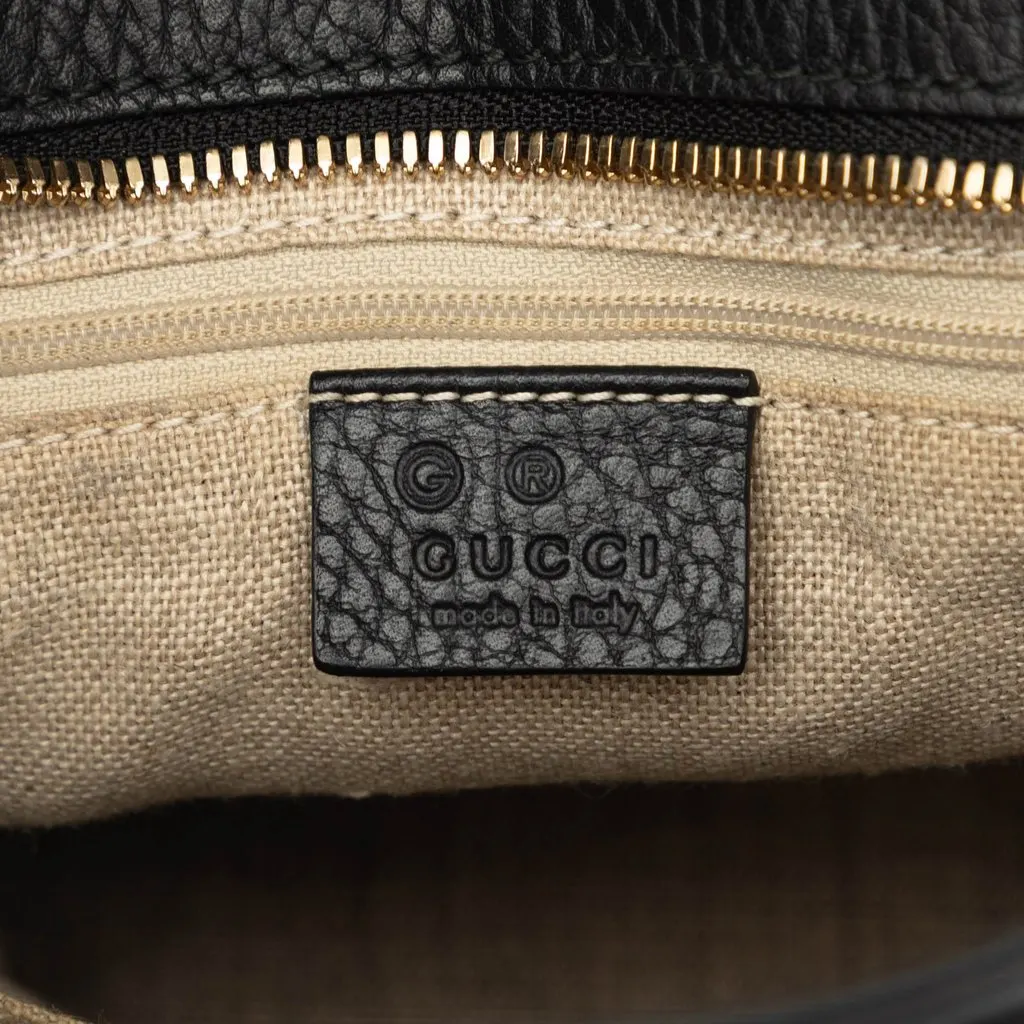 Gucci Calfskin Bamboo Tassel Satchel Black Leather Very good - Box View