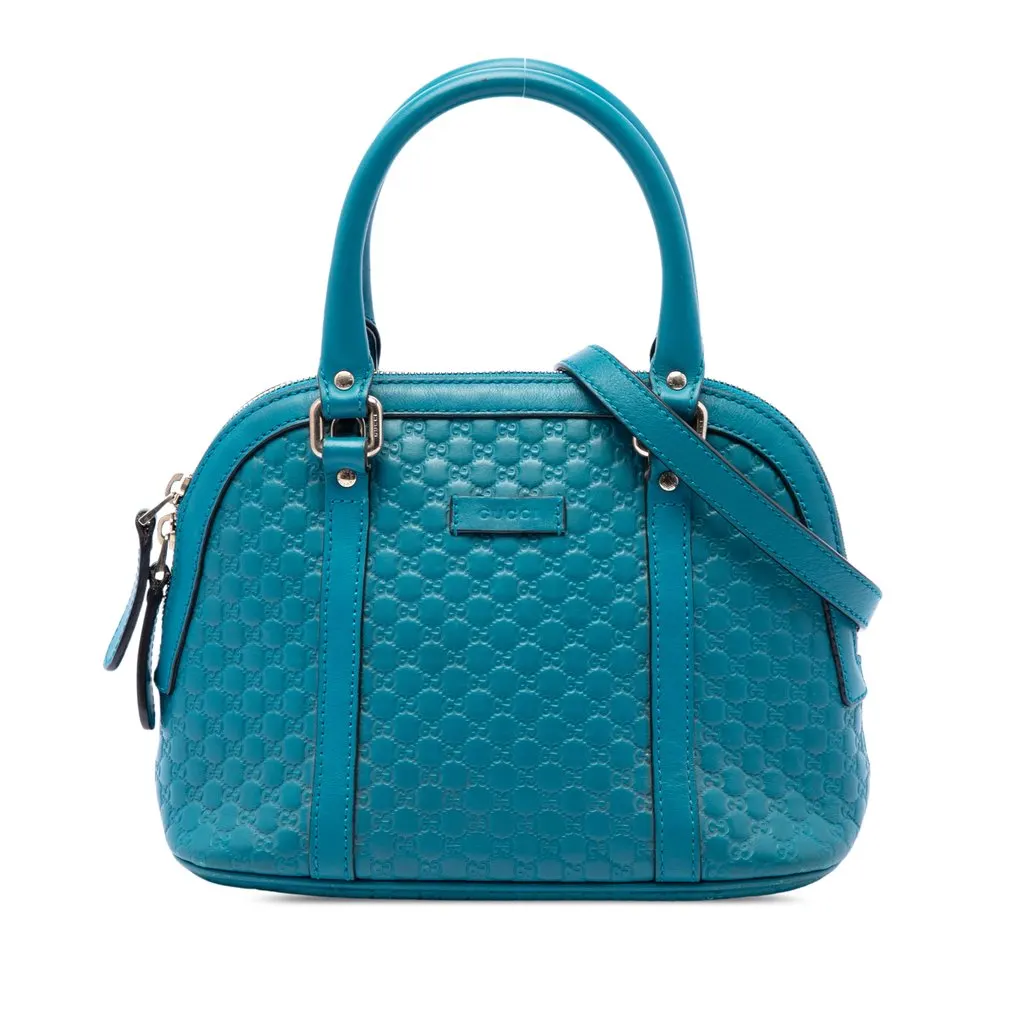 Gucci Mini Microguccissima Dome Satchel Blue Leather Very good - Front View