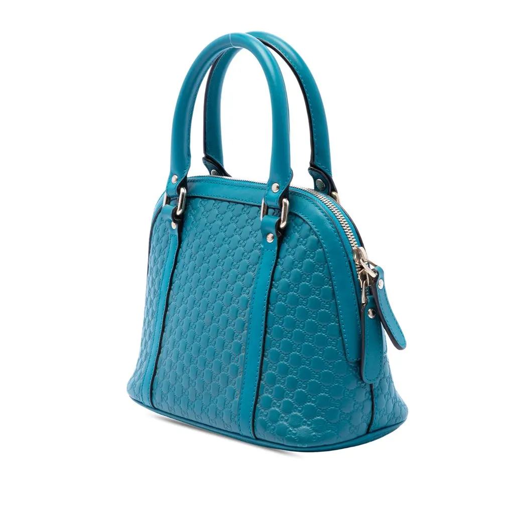 Gucci Mini Microguccissima Dome Satchel Blue Leather Very good - Back View