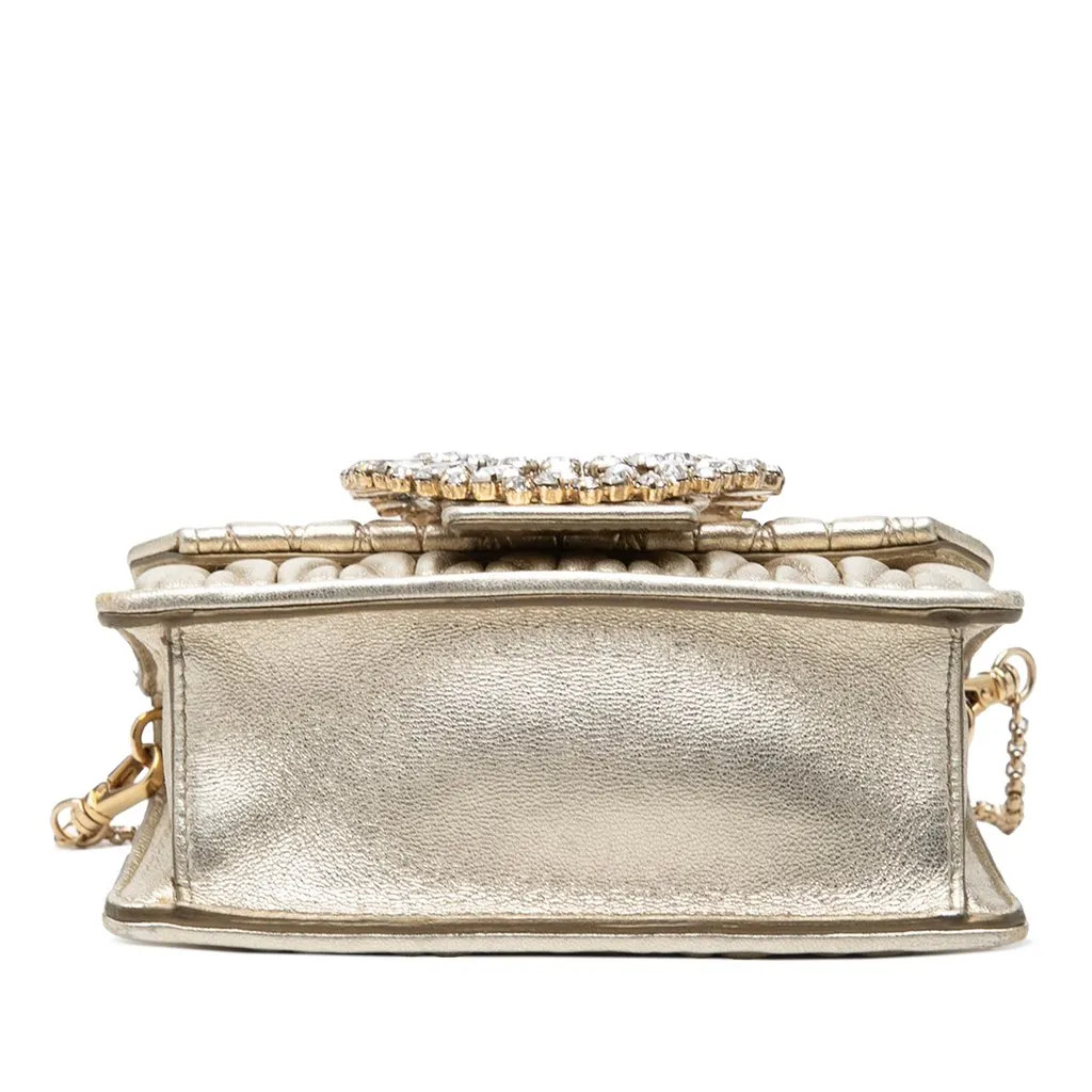 Miu Miu Mini Matelasse Metallic Nappa Crystal Embellished Crossbody Gold Leather Very good - Inside View
