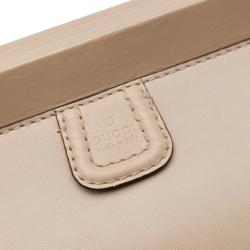 Gucci Medium Calfskin Bold Bamboo Top Handle Bag Beige Leather Very good - Box View
