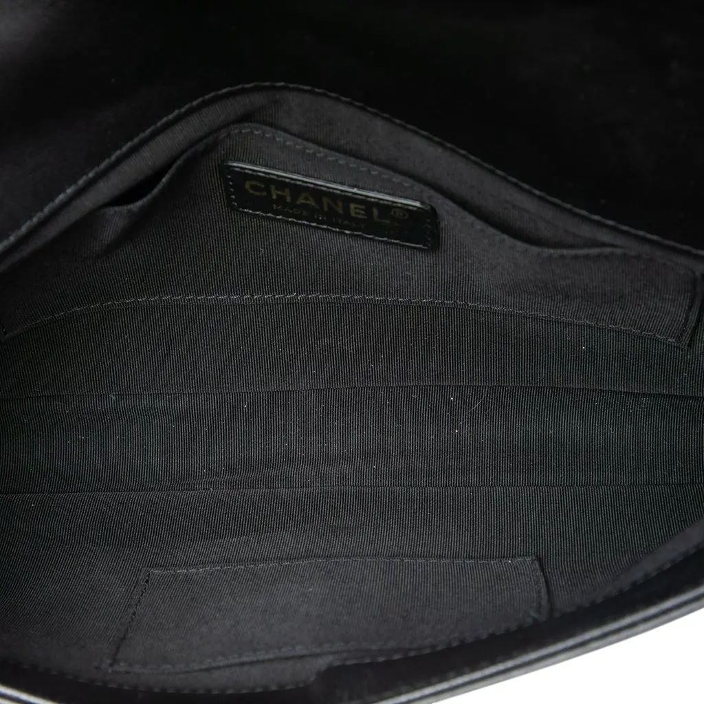 Chanel Multicolor Quilted Lambskin Crest East West Boy Flap Green Leather Good - Model View