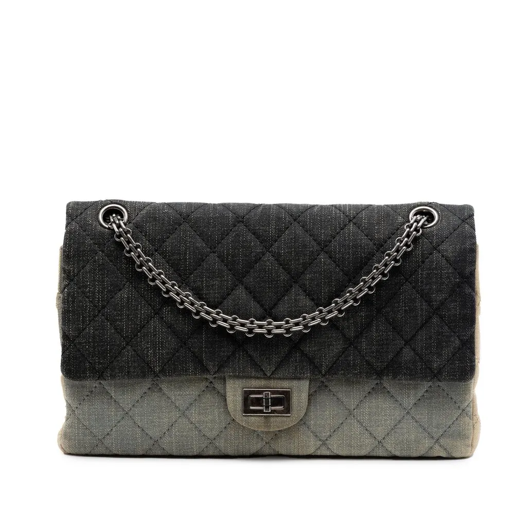 Chanel Tricolor Quilted Denim Reissue 2.55 Double Flap 226 MultiColor Very good - Front View