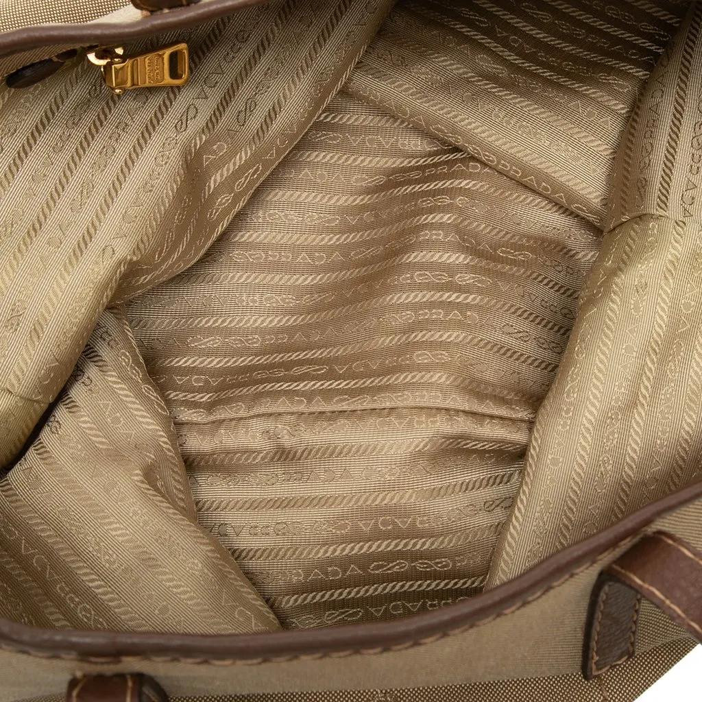 Prada Canvas Canapa Logo Tote Brown Very good - Model View
