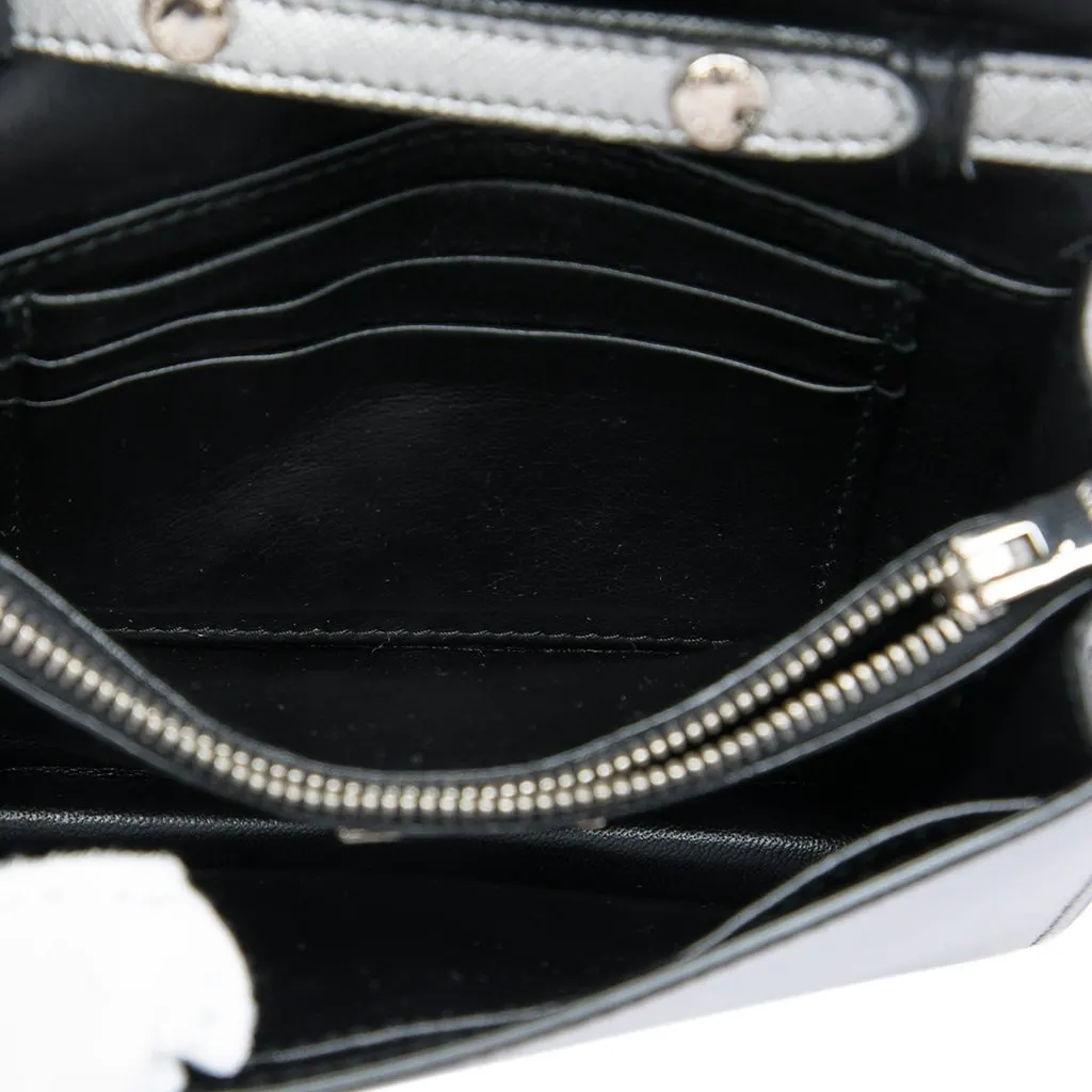 Prada Saffiano Wallet on Strap Silver Leather Very good - Model View