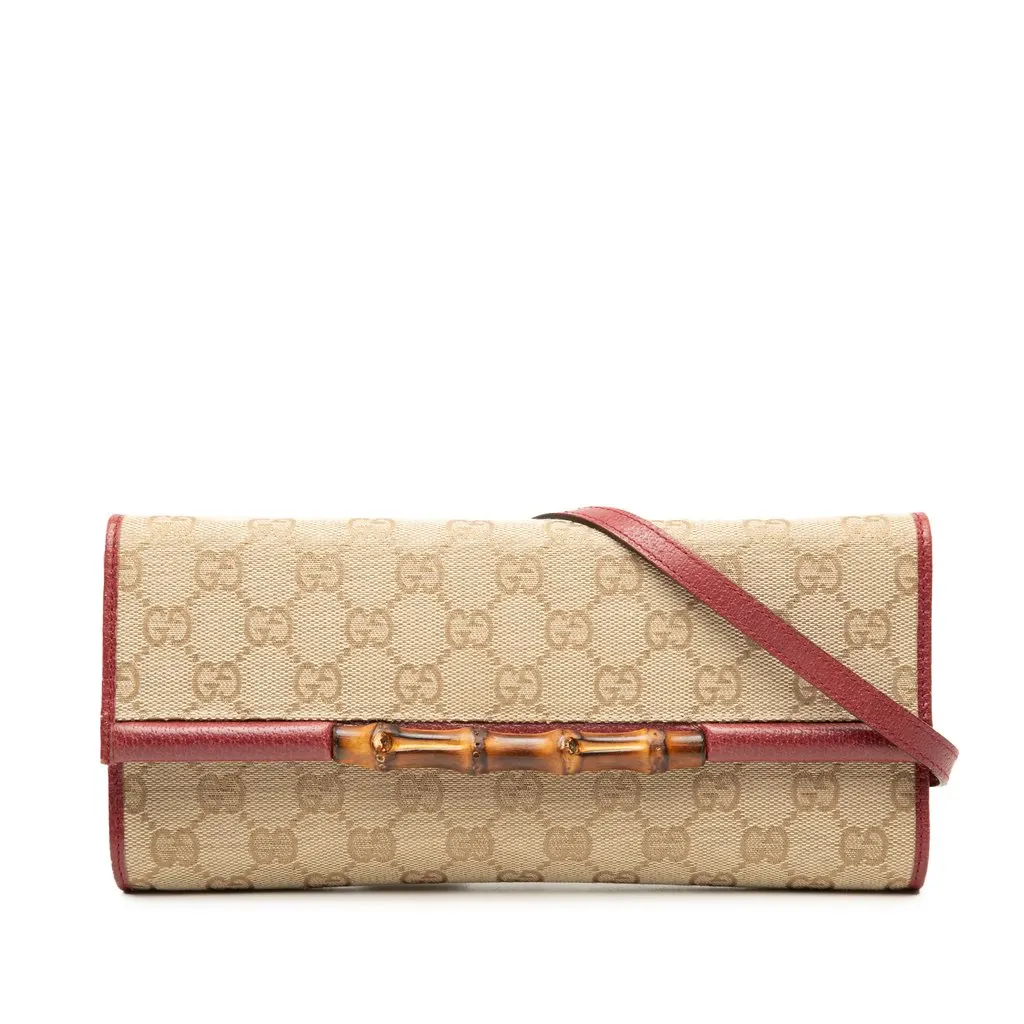Gucci GG Canvas Bamboo Bar Crossbody Beige Very good - Front View