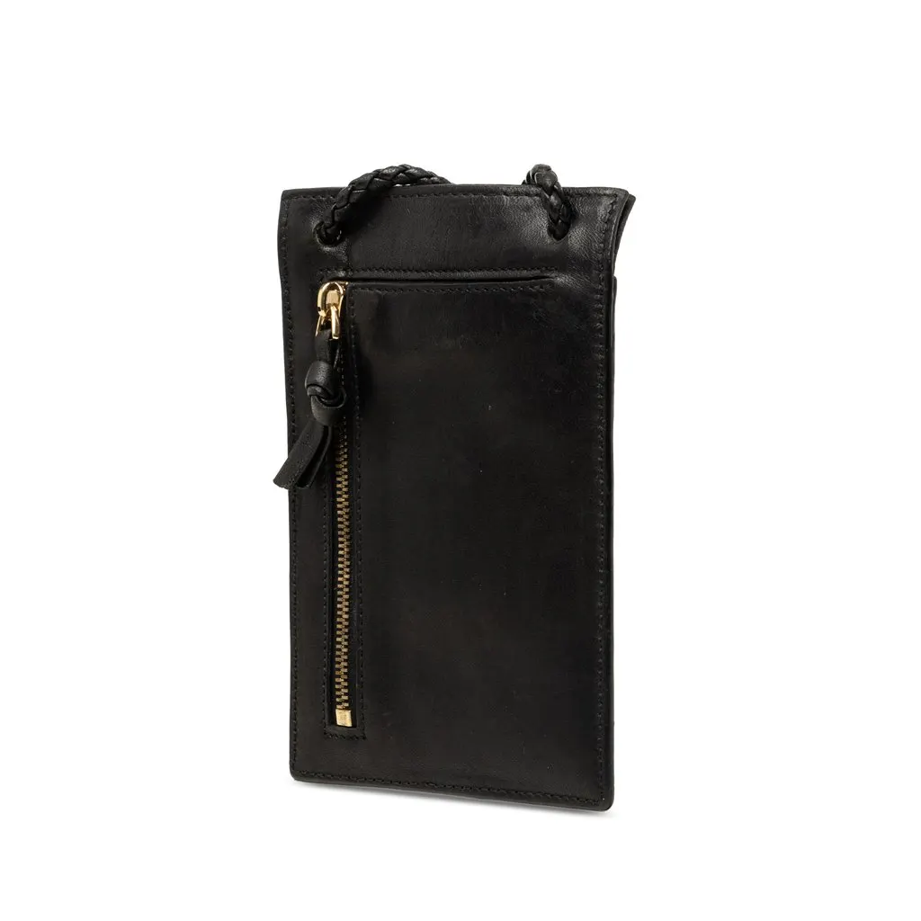Bottega Veneta Nappa Intrecciato Phone Holder Black Leather Very good - Back View