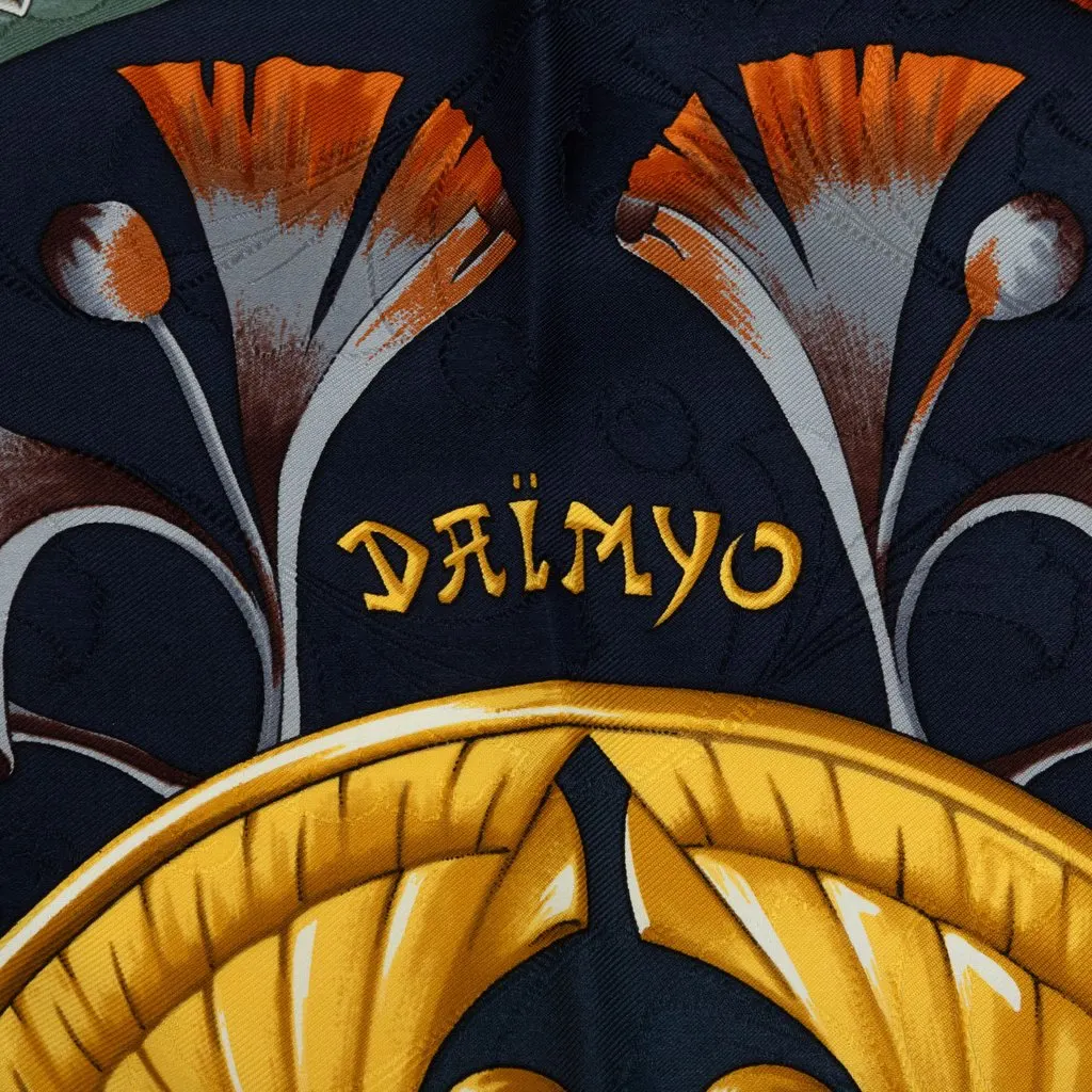 Hermès Daimyo Princes Du Soleil Levant Silk Scarf 90 Blue Silk Very good - Box View