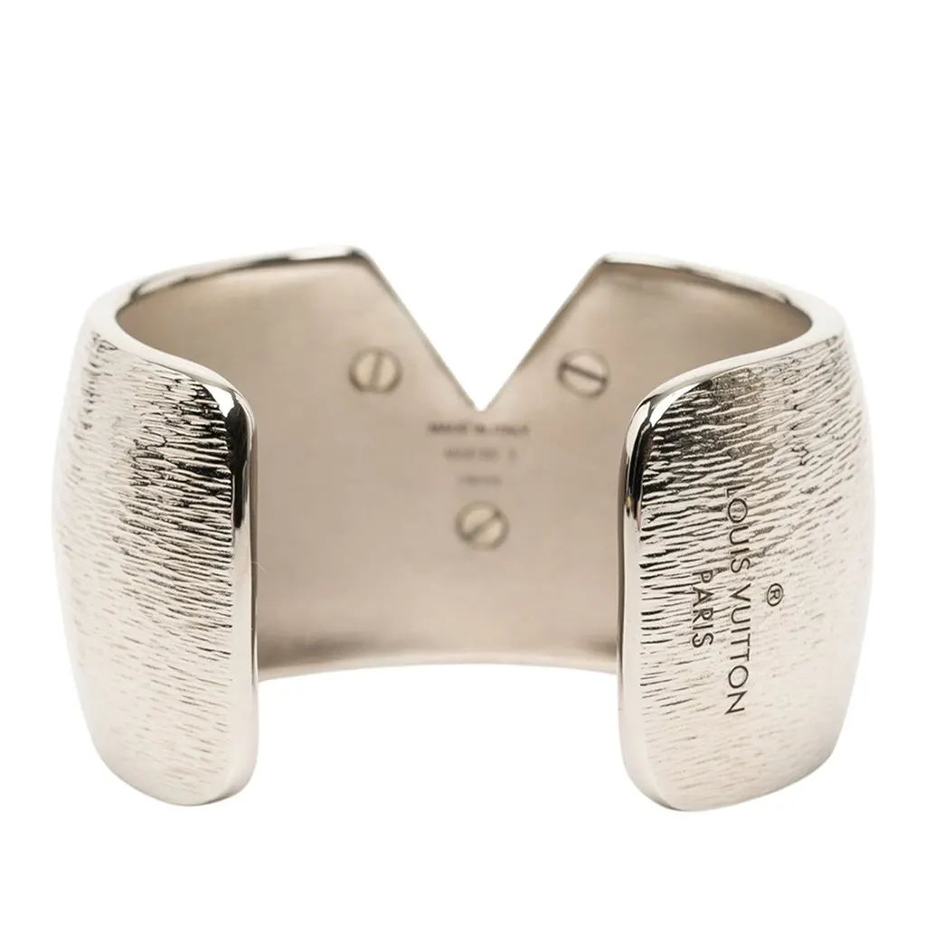 Louis Vuitton Textured Brass Essential V Colorama Open Cuff Bracelet Silver Metal Very good - Inside View
