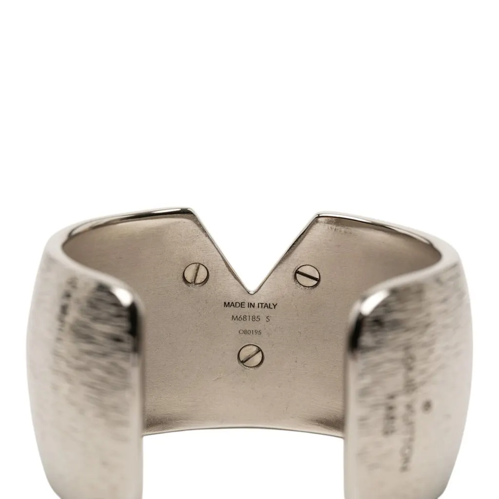 Louis Vuitton Textured Brass Essential V Colorama Open Cuff Bracelet Silver Metal Very good - Box View