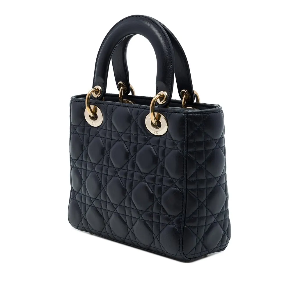Dior Small Lambskin Cannage My ABCDior Lady Dior Black Leather Good - Back View