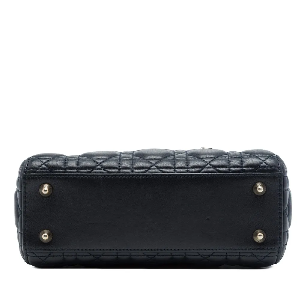Dior Small Lambskin Cannage My ABCDior Lady Dior Black Leather Good - Inside View