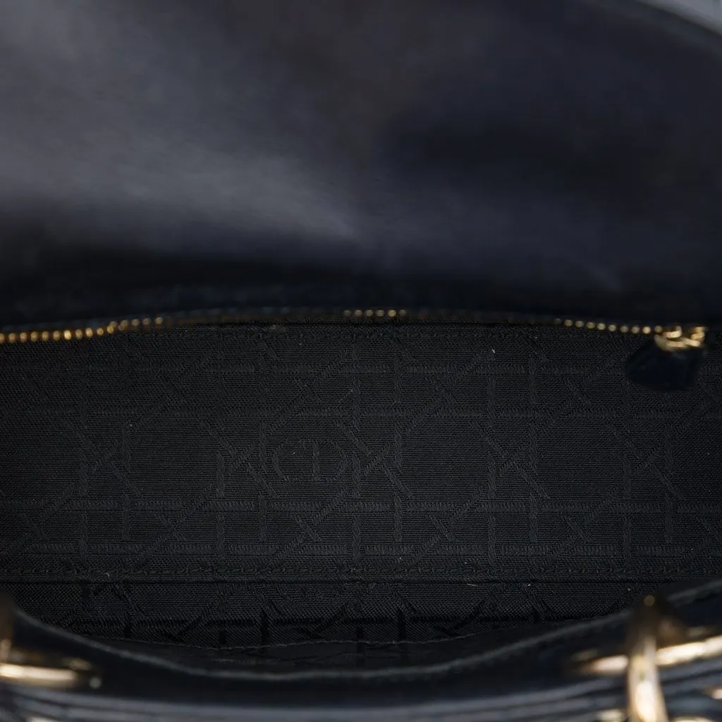 Dior Small Lambskin Cannage My ABCDior Lady Dior Black Leather Good - Model View