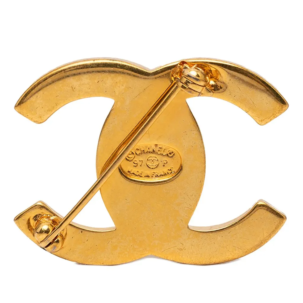Chanel CC Gold Plated Turn Lock Brooch Gold Metal Very good - Back View