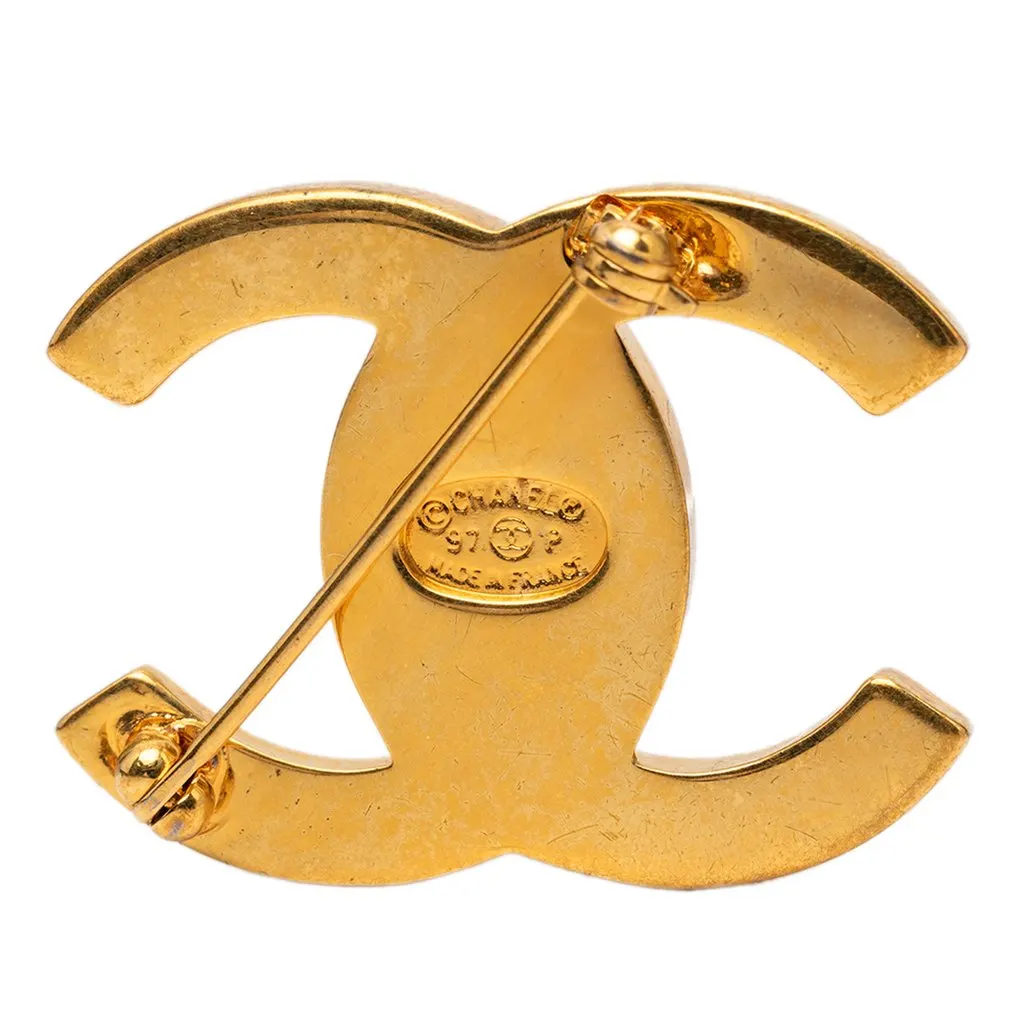 Chanel CC Gold Plated Turn Lock Brooch Gold Metal Very good - Inside View