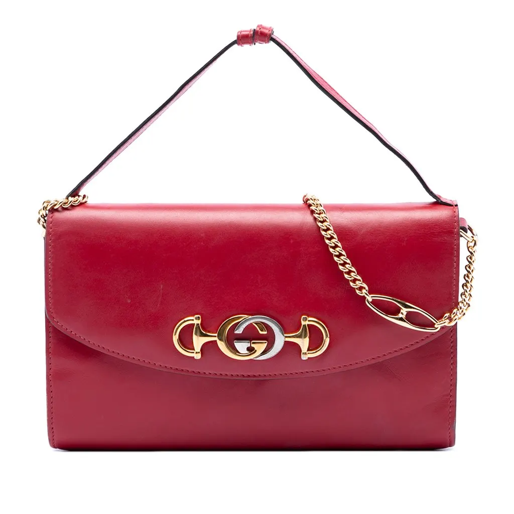 Gucci Small Leather Zumi Satchel Red Leather Good - Front View