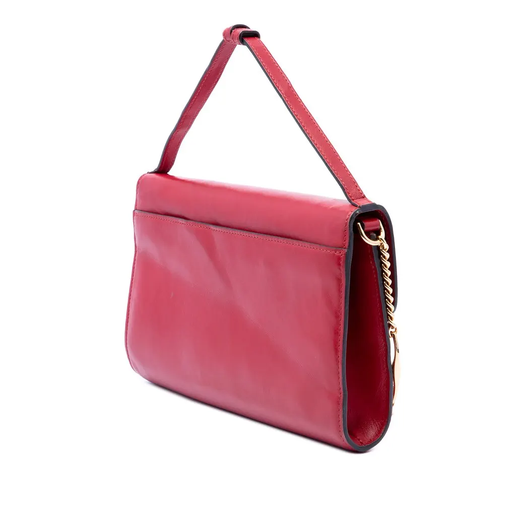 Gucci Small Leather Zumi Satchel Red Leather Good - Back View