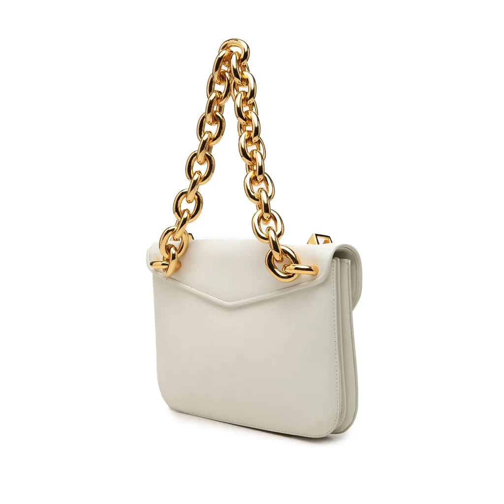 Bottega Veneta Small Leather Mount Envelope Chain Bag White Leather Very good - Back View