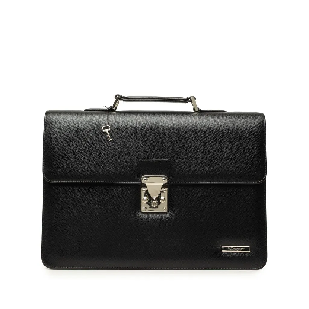 Saint Laurent Leather Business Bag Black Leather Good - Front View
