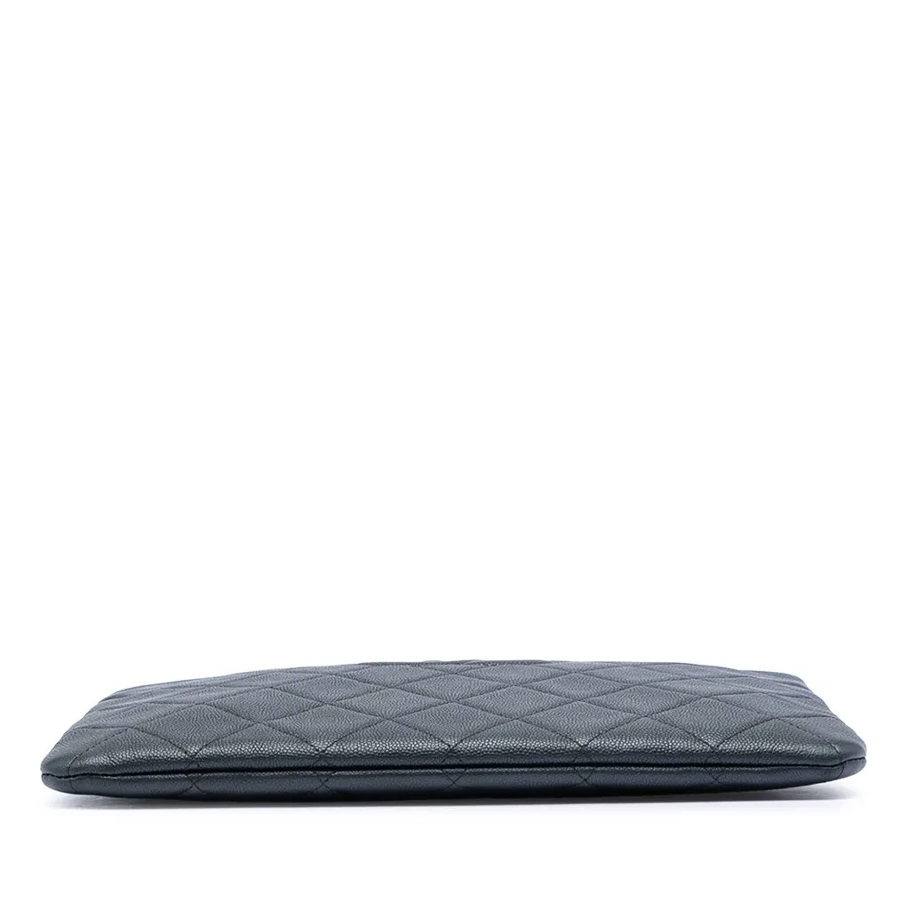 Chanel Medium CC Quilted Caviar O Case Clutch Black Leather Very good - Inside View