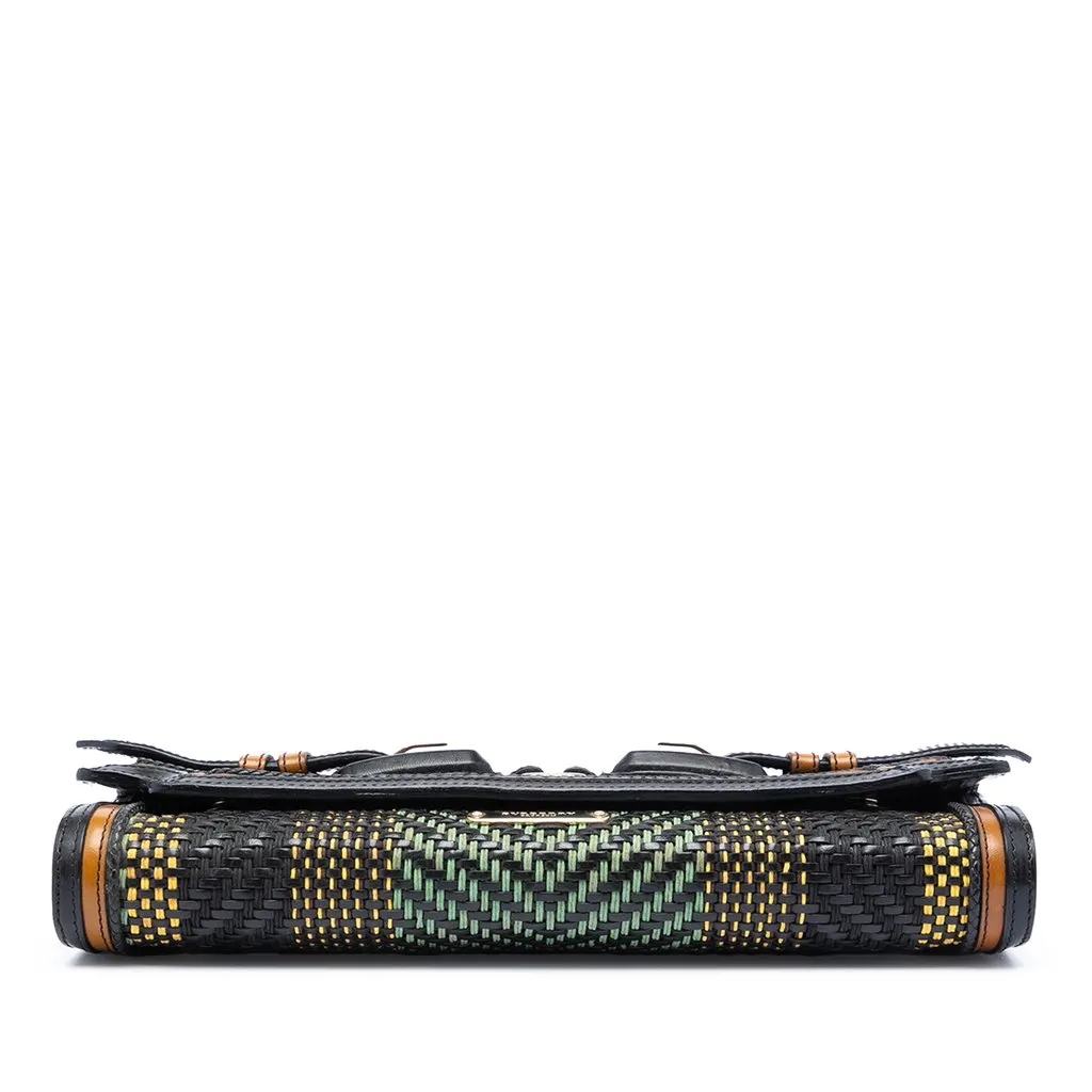 Burberry Prorsum Woven Buffalo Leather and Cotton Clutch Black Leather Very good - Inside View