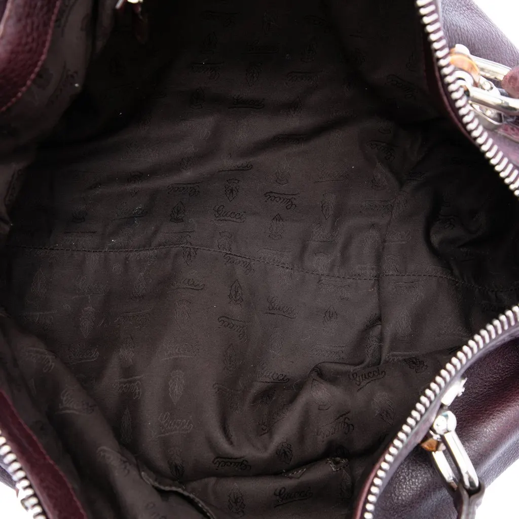 Gucci Medium Leather Bamboo Bar Tote Purple Leather Very good - Model View