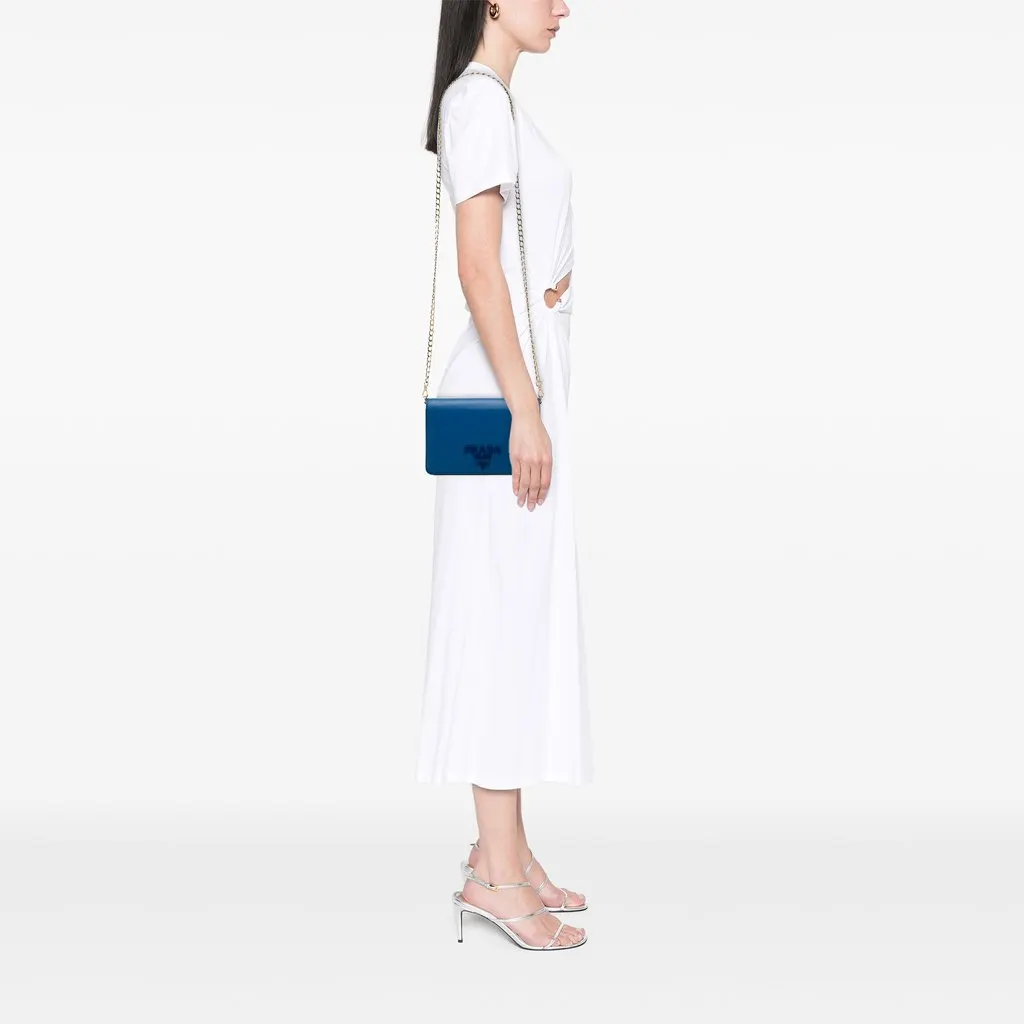 Prada Saffiano Lux Monochrome Wallet on Chain Blue Leather Good - Box View