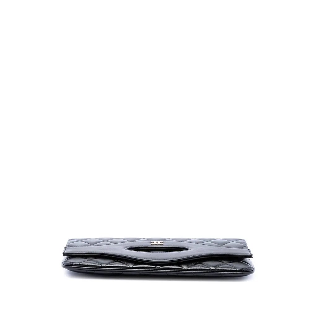 Chanel Shiny Crumpled Calfskin 31 Clutch with Chain Black Leather Very good - Inside View