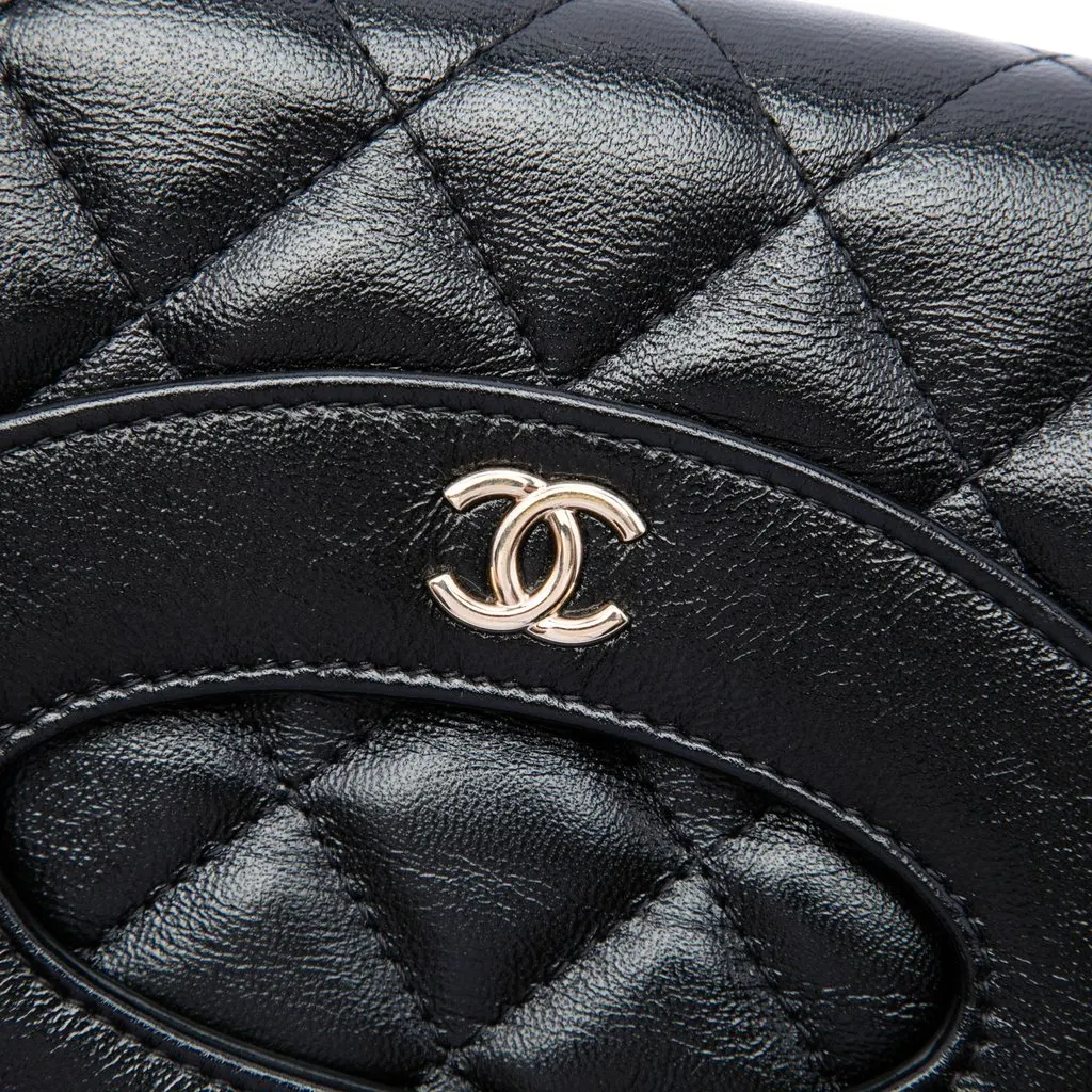 Chanel Shiny Crumpled Calfskin 31 Clutch with Chain Black Leather Very good - Box View