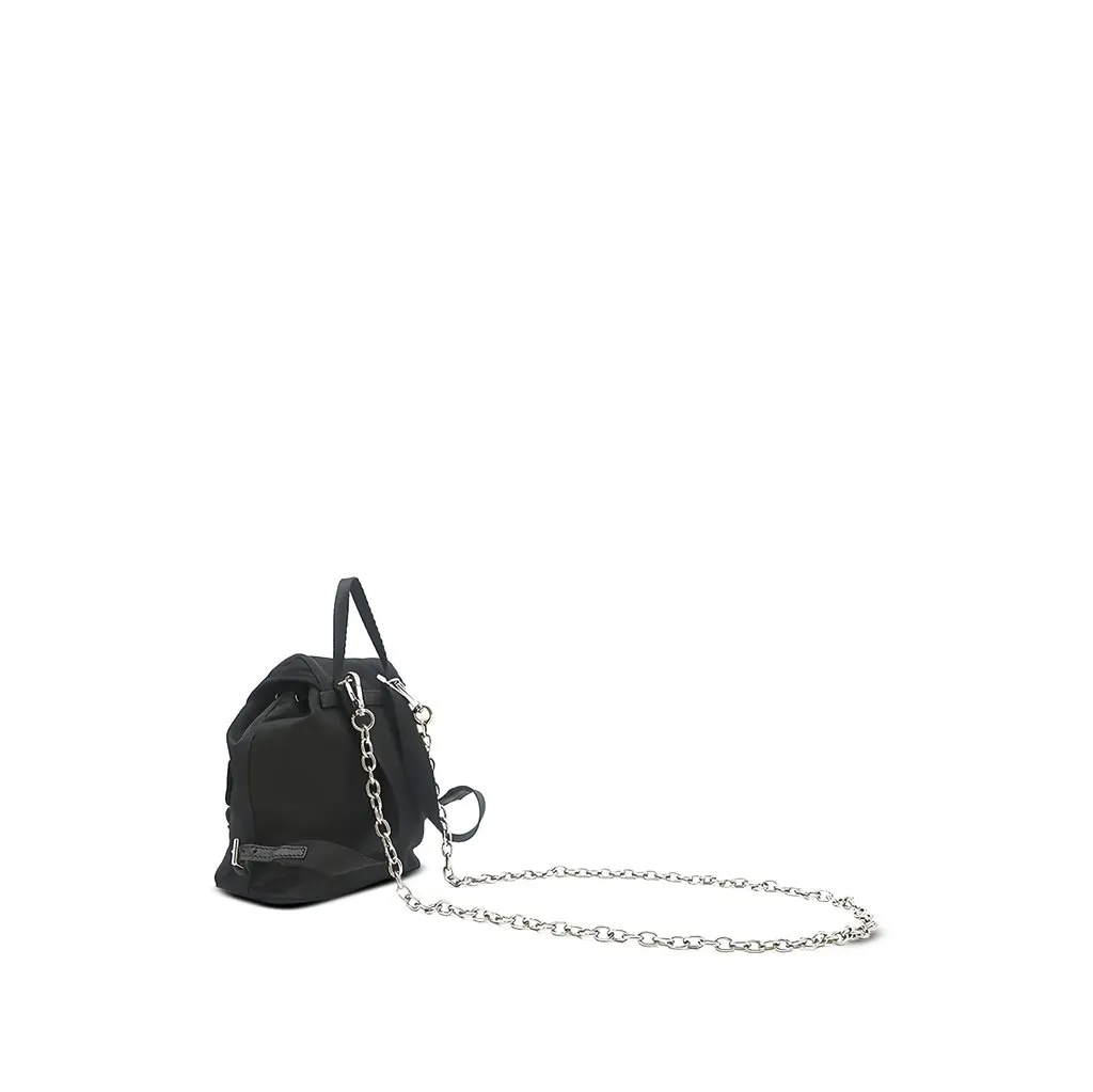 Prada Mini Saffiano Trimmed Tessuto Chain Backpack Black Polyamide Good - Back View