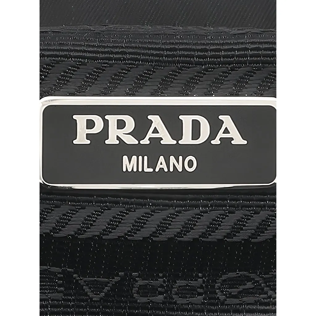Prada Mini Saffiano Trimmed Tessuto Chain Backpack Black Polyamide Good - Box View