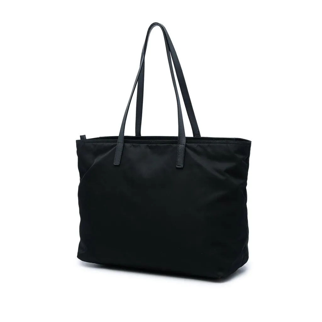 Prada Saffiano Trimmed Tessuto Robot Tote Black Very good - Back View