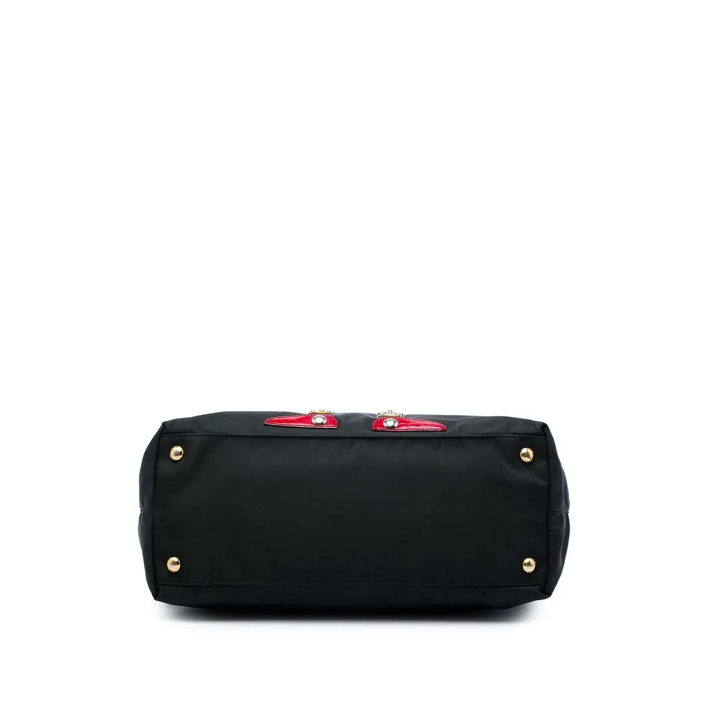 Prada Saffiano Trimmed Tessuto Robot Tote Black Very good - Inside View